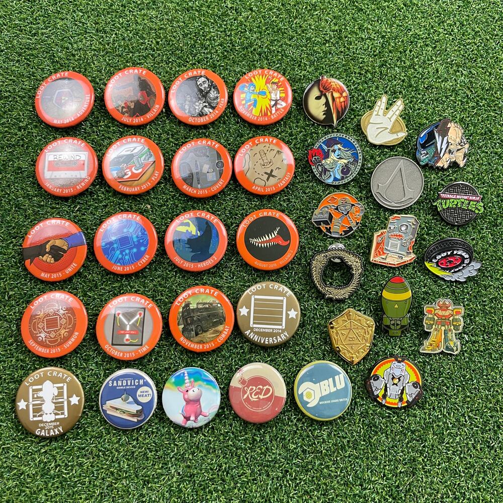 Vintage Loot Crate Pins Lot Pinback Mixed Pop Culture Buttons